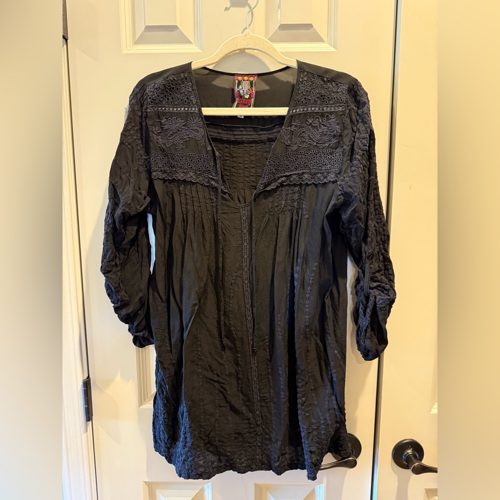 Johnny Was Black Tunic with Embroidery